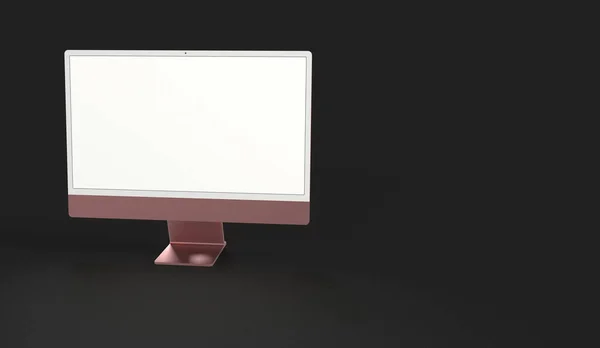 Maqueta Pantalla Computadora Con Una Pantalla Blanco Elegante Maqueta Computadora — Foto de Stock