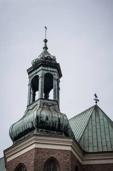 波兰波兹南波兹南大教堂塔楼的低角 2016年10月2日 — 图库照片
