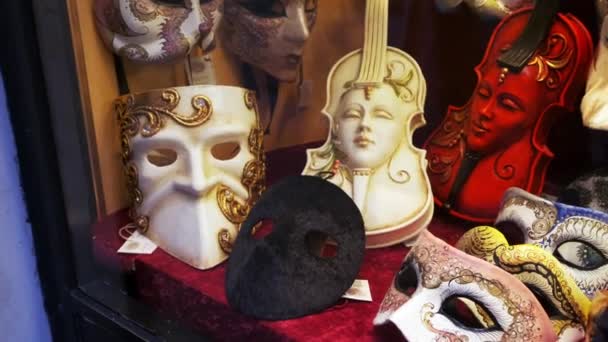 Venice Italy Circa February 2018 Carnival Venetian Masks Ринку — стокове відео