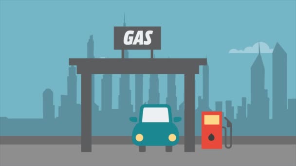 Gas Station City Animation Design Concept — Wideo stockowe