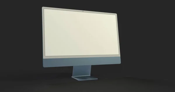 Renderowanie Monitora Komputerowego Czarnym Tle — Zdjęcie stockowe