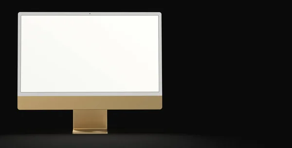 Een Computer Monitor Met Een Wit Scherm Donkere Achtergrond Met — Stockfoto