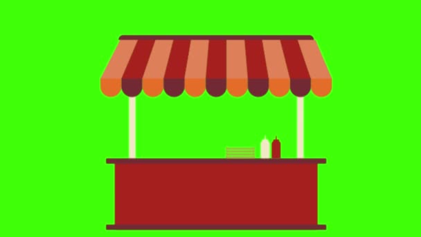 Fast Food Cafe Building Cartoon Animation Isolated Green — Stock Video