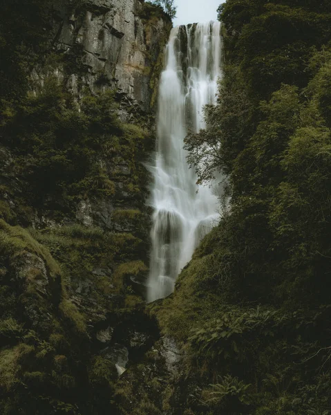 ウェールズのLlanrhaader Mochant滝のピスティル リーダーのクローズアップ — ストック写真