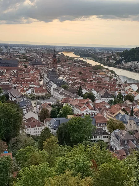 Akşamları Heidelberg Şehrinin Hava Manzarası — Stok fotoğraf