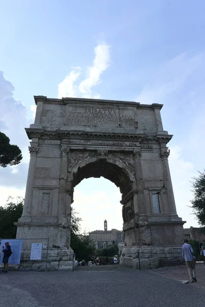 Roma Itália Set 2019 Arco Tito Localizado Sudeste Fórum Romano — Fotografia de Stock