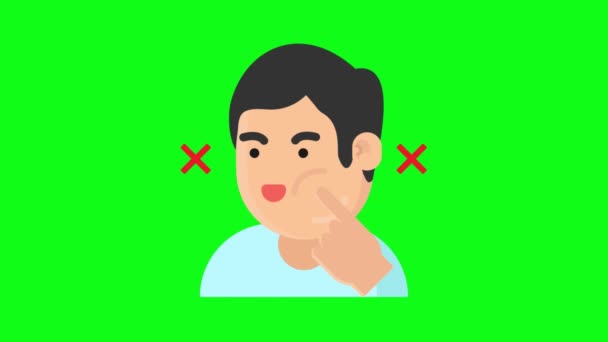 Чоловік Торкається Обличчя Зеленого Екрану Анімації Vfx Концепція Ковадла — стокове відео