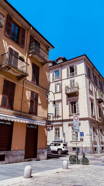 Turin Italy Ιουλ 2021 Κάθετη Λήψη Αρχιτεκτονικών Κτιρίων Στο Τορίνο — Φωτογραφία Αρχείου