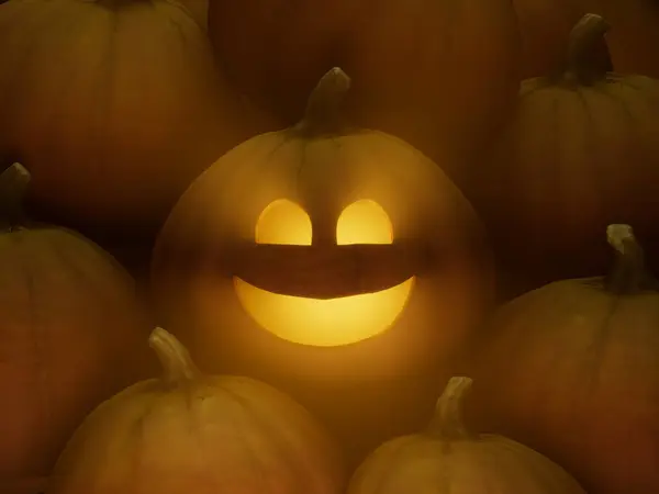 Uma Abóbora Laranja Brilhante Assustadora Fundo Halloween — Fotografia de Stock