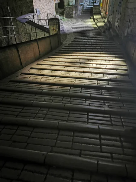 Light Shade Abstract Cobblestone Stairs City — Stock Photo, Image