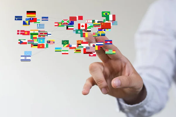 Rendering International Flags Global Partnership Concept — Stock Photo, Image
