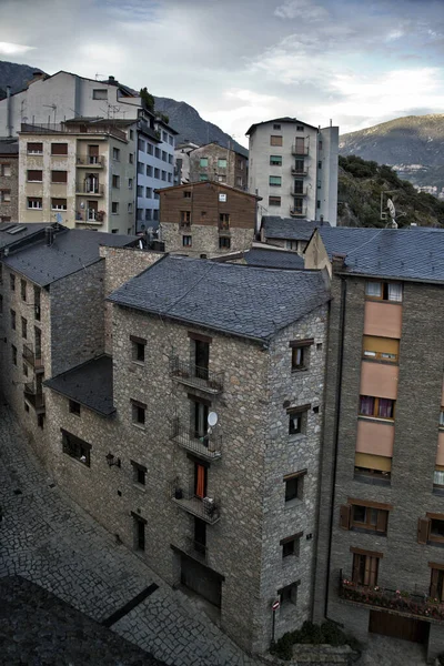 Vertical Shot Cityscape Residential Buildings Andorra Pyrenees — Stock Photo, Image