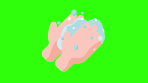 Tvätta Händer Grön Skärm Animation För Vfx Covid Koncept — Stockvideo