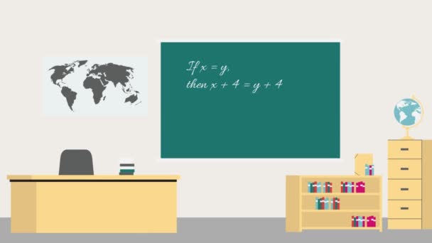 School Classroom Chalkboard Animation Design Concept — Video Stock