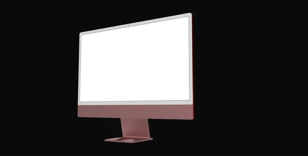 Siyah Arkaplanda Kopyalama Alanı Olan Boş Ekranlı Bir Bilgisayarın Görüntülemesi — Stok fotoğraf