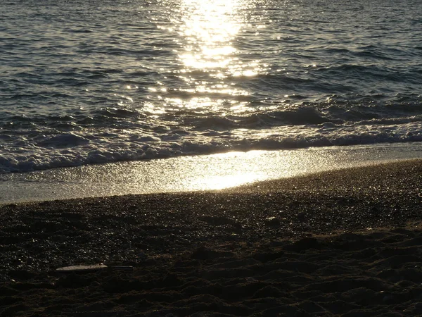 Вид Піщаний Пляж Під Час Прекрасного Заходу Сонця — стокове фото