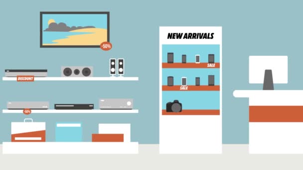 Interior Modern Tech Store Animation Design Concept — Vídeo de Stock