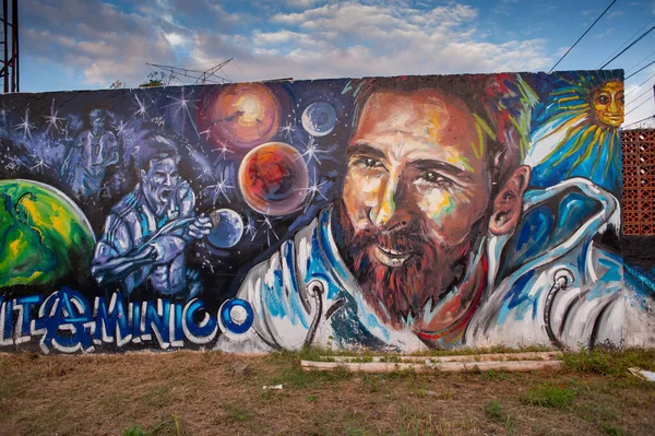 Rosario Argentina 2018年4月3日 阿根廷足球明星Lionel Messi在圣达菲罗萨里奥的壁画 — 图库照片