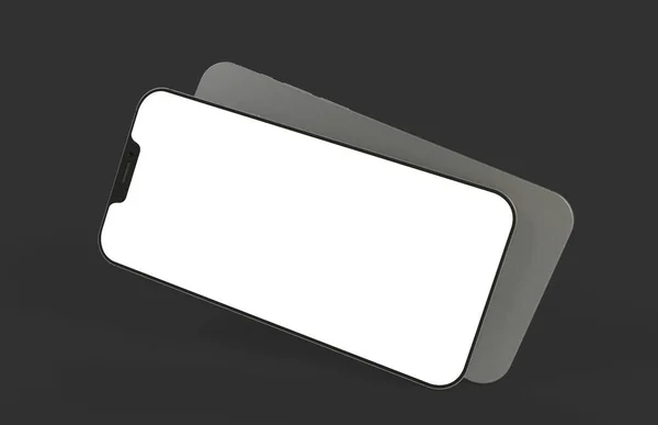 Renderowanie Realistycznego Szablonu Smartfona Prezentacji Czarnym Tle — Zdjęcie stockowe