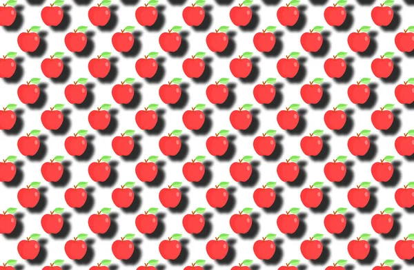 Seamless Pattern Rows Red Apples White Background — Stock Photo, Image