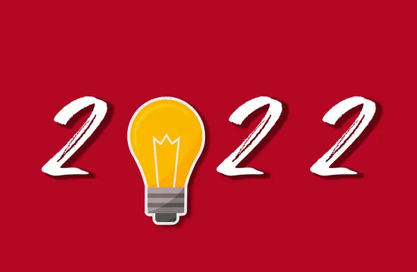 An illustration of the 2022 year icon with a light bulb representing new ideas