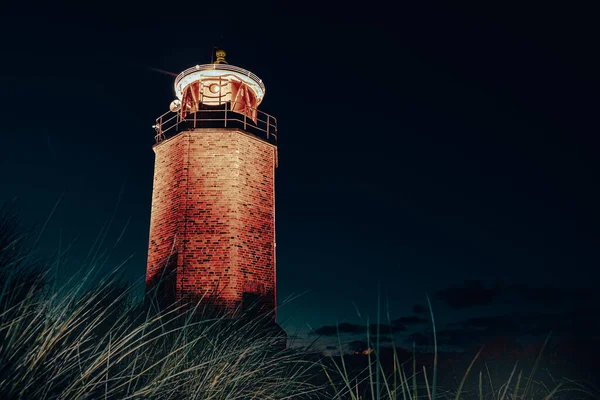 Closeup Shot Lighthouse Night Sky Background — Stock Photo, Image