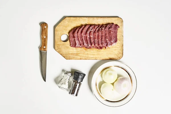 Een Ingrediënt Voor Het Koken Van Heerlijk Eten Witte Tafel — Stockfoto