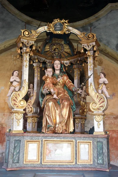 Вертикальный Снимок Скульптуры Пресвятой Девы Марии Младенцем Иисусом — стоковое фото