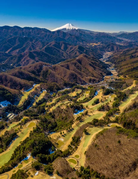 Tiro Aereo Verticale Campo Golf Giappone Durante Giorno — Foto Stock