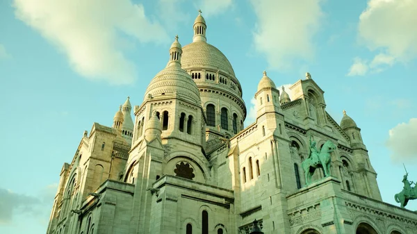 Όμορφη Βασιλική Της Ιερής Καρδιάς Του Παρισιού Γαλλία Κατά Διάρκεια — Φωτογραφία Αρχείου
