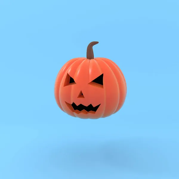 Uma Renderização Uma Abóbora Halloween Fundo Azul — Fotografia de Stock