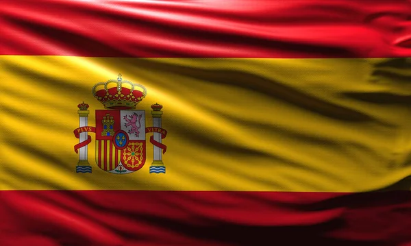 Uma Renderização Bandeira Espanhola Acenando Vento — Fotografia de Stock