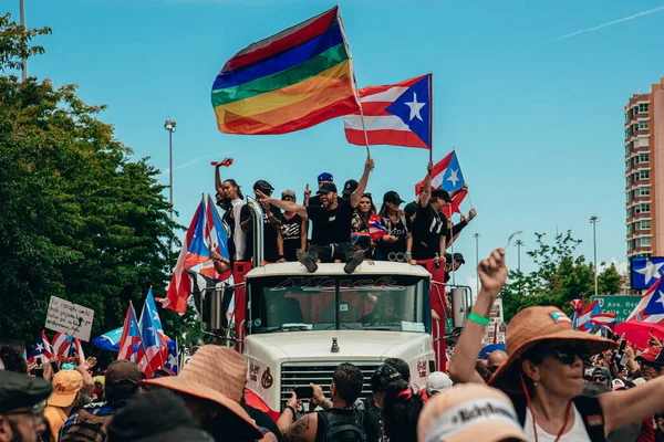 San Juan Puerto Rico Jul 2019 要求波多黎各总督里卡多 罗塞罗辞职的抗议 — 图库照片