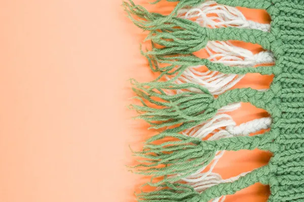 Handstickad Mjuk Ull Orange Bakgrund Med Kopieringsutrymme — Stockfoto