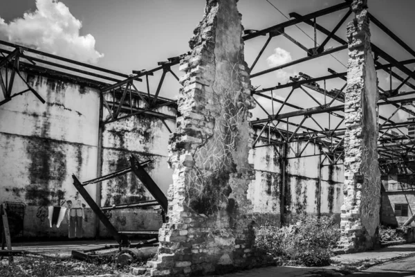 Plano Escala Grises Las Ruinas Del Edificio Habana — Foto de Stock