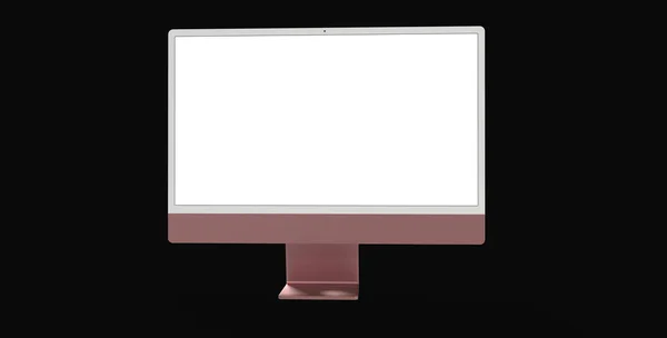 Moderní Počítačový Monitor Maketa Copyspace Obrazovce Izolované Černém Pozadí — Stock fotografie