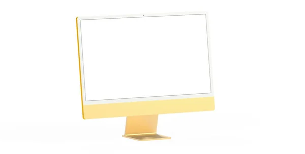 Ekranda Telif Alanı Olan Modern Bir Bilgisayar Monitörü Beyaz Arkaplanda — Stok fotoğraf