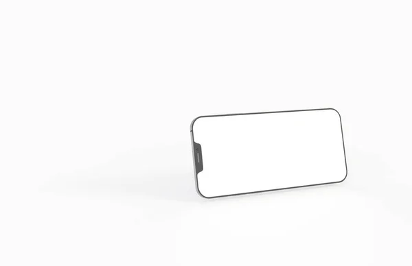 Moderno Modelo Smartphone Sem Moldura Com Copyspace Isolado Fundo Branco — Fotografia de Stock