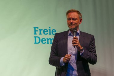 LEIPZIG, GERMANY - Sep 17, 2021: Christian Lindner, the leading candidate of the 