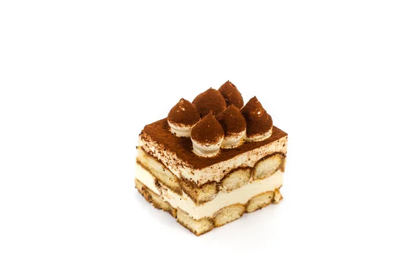 Ein Frisch Gebackenes Köstliches Tiramisu Isoliert Auf Weißem Hintergrund — Stockfoto