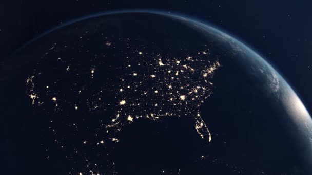 Vista Sobre Tierra Desde Espacio Por Noche — Vídeos de Stock