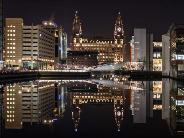 Liverpool Royaume Uni Jan 2021 Liverpool Waterfront Cold Winters Night — Photo