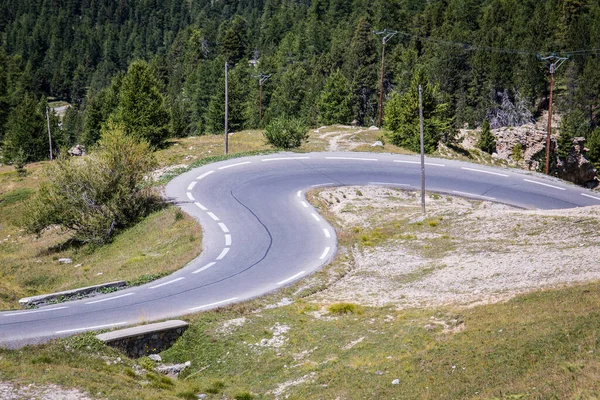 Curvas Sinuosas Carreteras Montaña Col Izoard Los Alpes Franceses Italianos — Foto de Stock