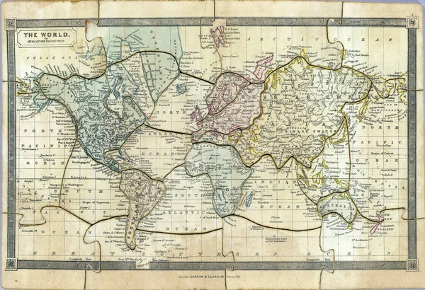 Eski Paslı Bir Kağıt Üzerinde Uncu Yüzyılın Klasik Haritalarının Yakın — Stok fotoğraf