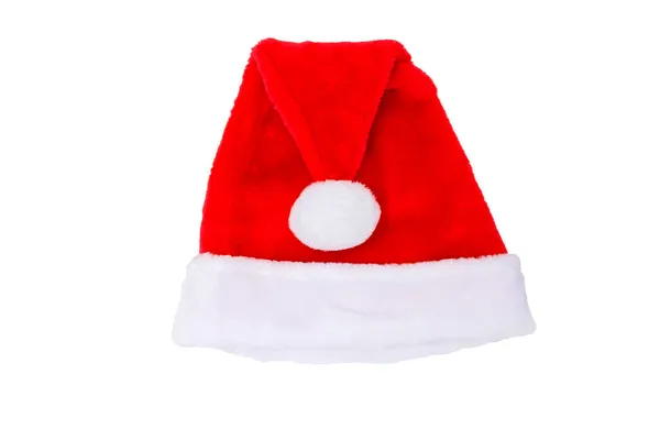 Vermelho Branco Santa Claus Cap Mitra Isolado Fundo Branco — Fotografia de Stock