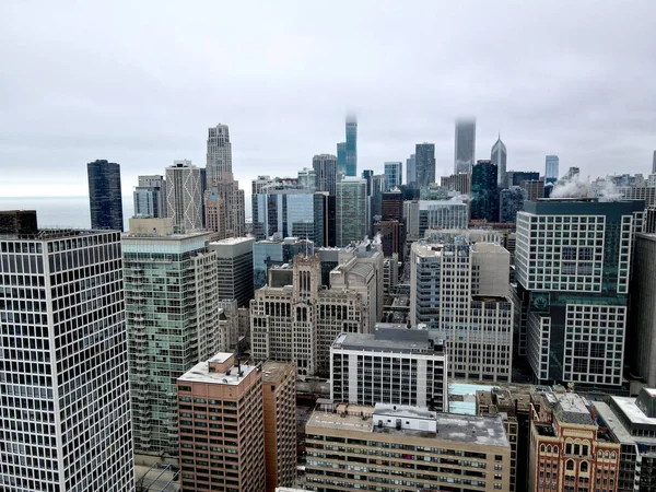 Flygbild Chicagos Stadsbild Vid Soluppgången — Stockfoto