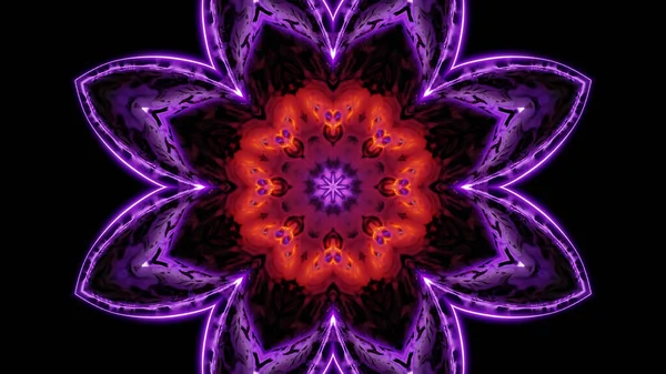 Eine Darstellung Eines Bunten Kaleidoskopischen Musters Das Einer Blume Auf — Stockfoto