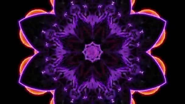 Kaleidoskopický Vzor Připomínající Květinu Ovály Tmavém Pozadí — Stock video