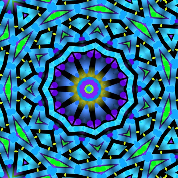 Una Ilustración Hipnotizante Patrón Mosaico Arabesco Colores Violeta Azul —  Fotos de Stock