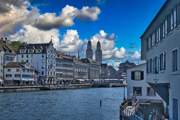 Zurich Ελβετια Σεπτεμβρίου 2021 Άποψη Της Εκκλησίας Του Grossmunster Από — Φωτογραφία Αρχείου